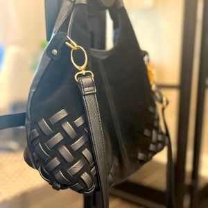 Nico Louise Suede Leather Weave Handbag